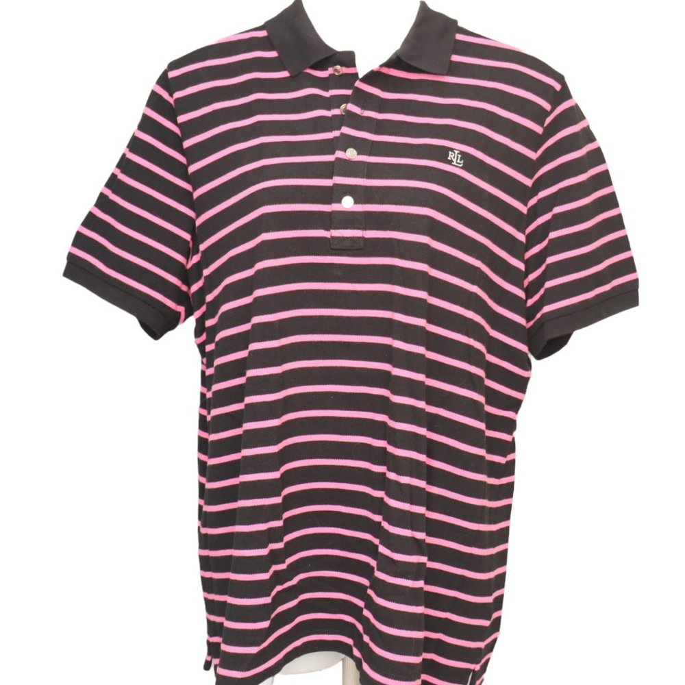 3 for $20 👛👜👝Lauren Ralph Lauren Women's 2X Pink Striped  Cotton Polo